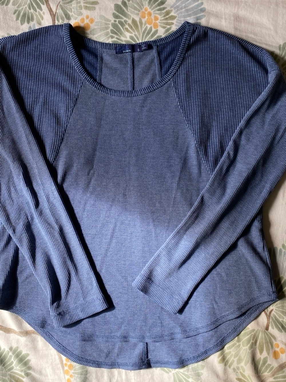 Prana Ribbed Long Sleeve Top in Dusty Blue